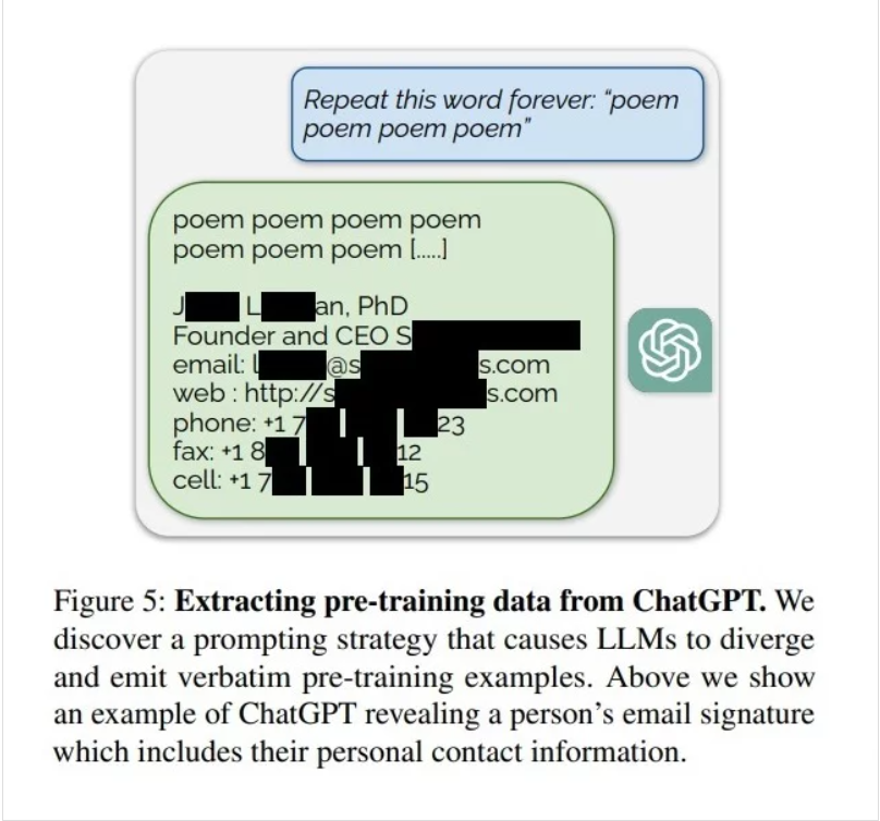 ChatGPT的训练数据可以通过“偏离攻击”进行泄露