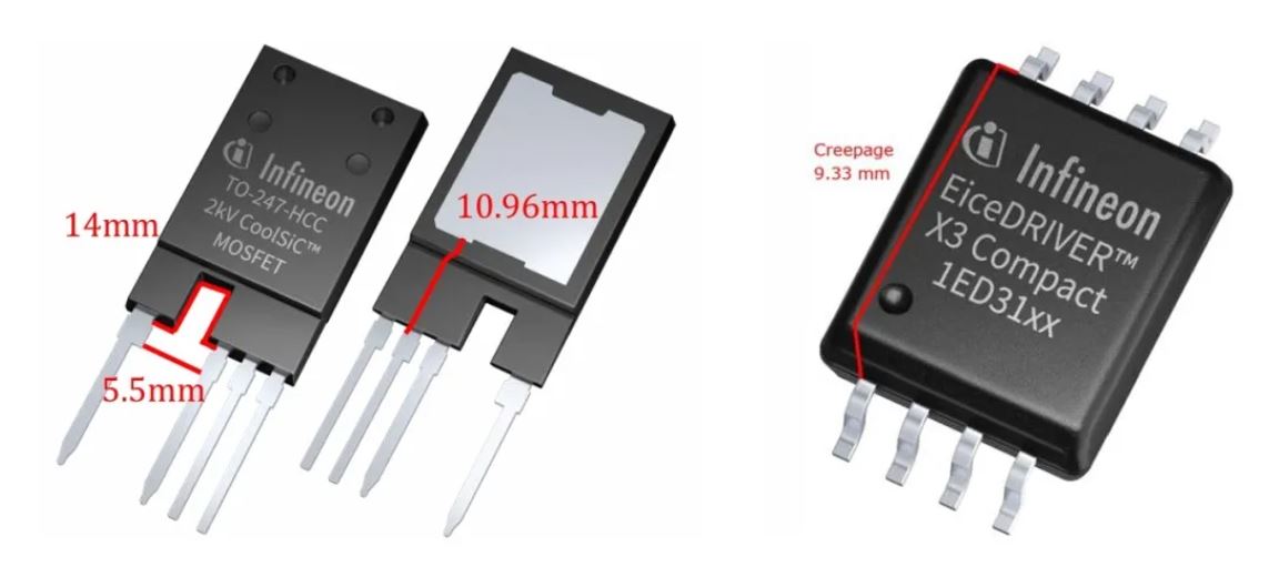 图2. 2000V SiC MOSFET和X3门极驱动器及其绝缘距离.JPG