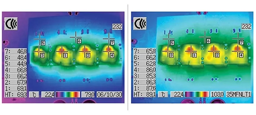 图 4：增加 200 LFM 的气流可以显著降低模块和 PC 板的温度（左）.png