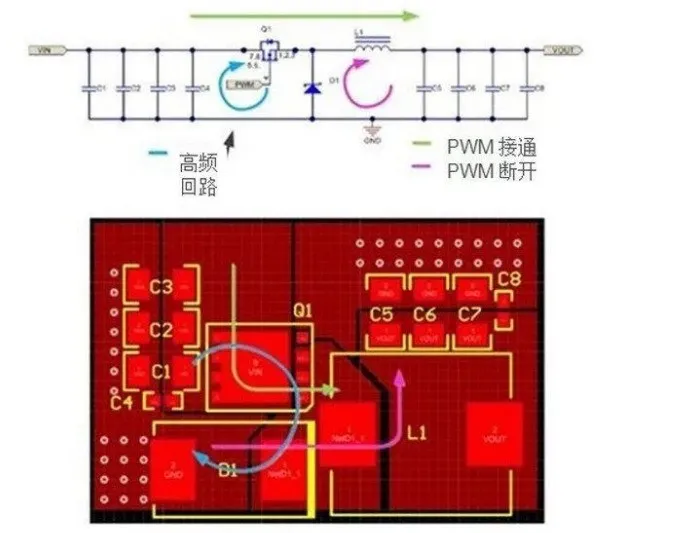 降压电源原理图和布局