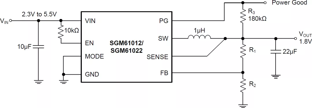 图1 SGM61012/SGM61022典型应用电路
