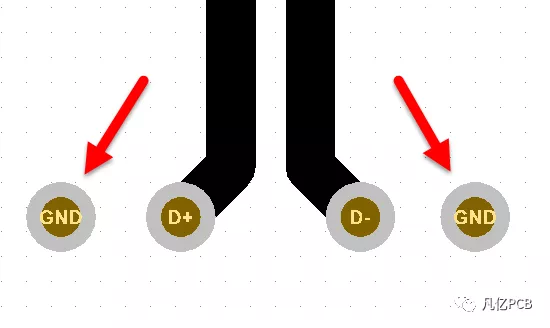 图3：差分打孔换层处添加GND孔