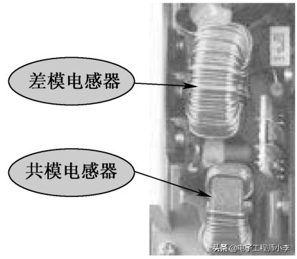 开关电源电路板中差模电感器和共模电感器位置图