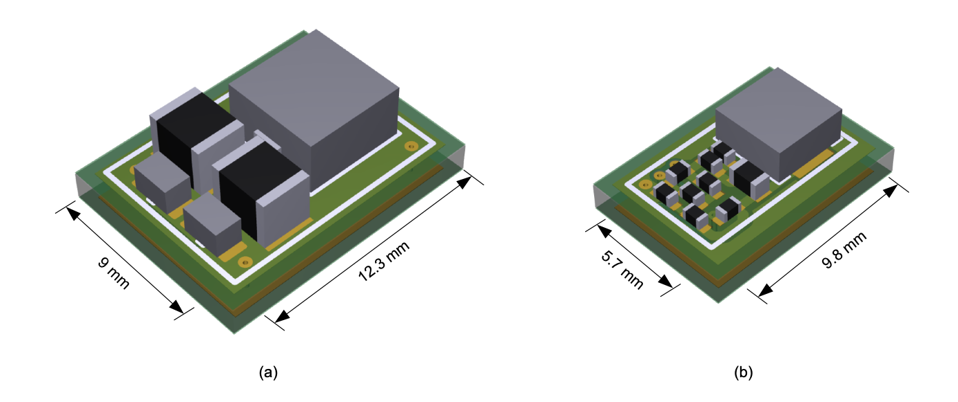 无源(a)和有源(b)滤波器设计的PCB布局尺寸比较