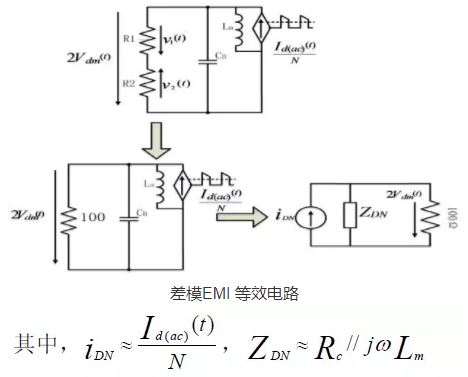 工作模式Ⅰ在副边二极管交流电流分量单独作用下的EMI 最终等效电路