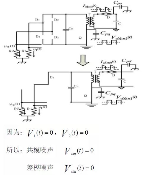 工作模式Ⅱ-Ⅱ在副边二极管交流分量单独作用下的EMI 等效电路