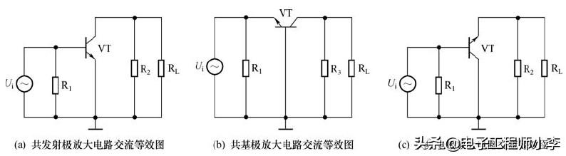 三种基本接法放大电路的交流等效图